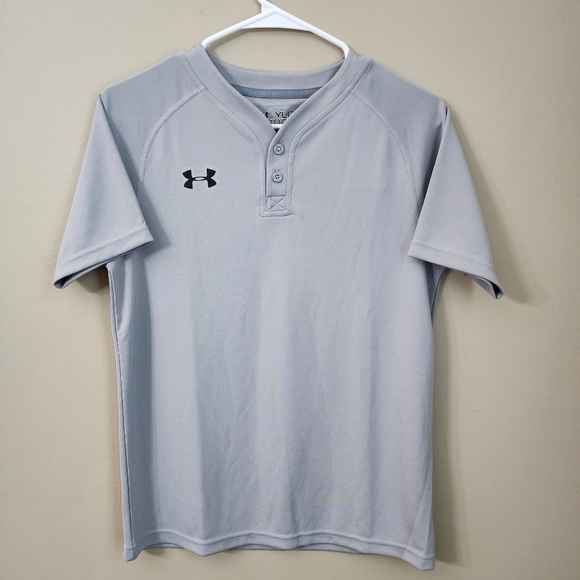 Under Armour Boys Size YL  Gray Loose Heatgear UA Baseball . - Picture 1 of 9